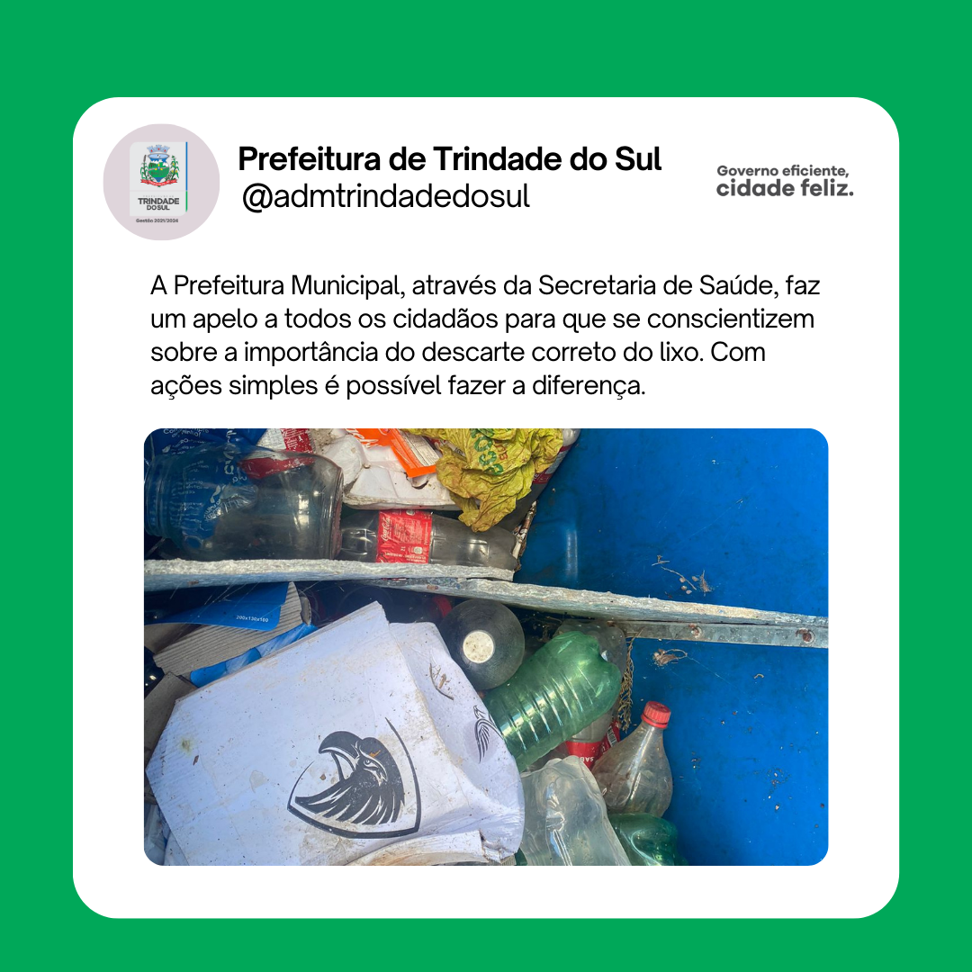 Importância do descarte correto do lixo - Prefeitura Municipal de ...